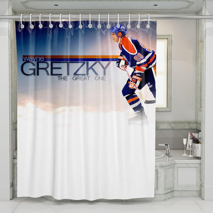 wayne gretzky the great one hockey nhl player shower curtains