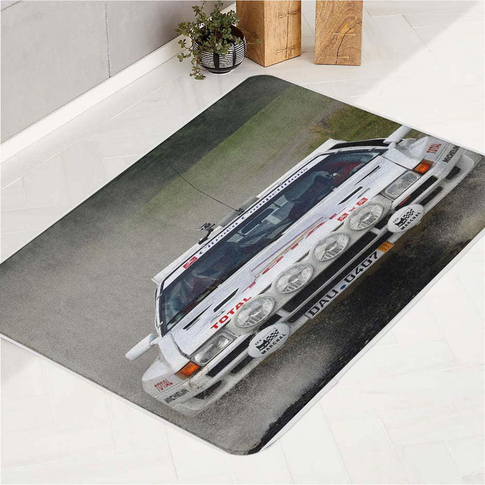 white car racing fancy bath rugs