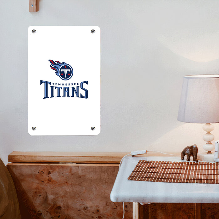 white logo tennessee titans fire ball Poster Metal print wall art