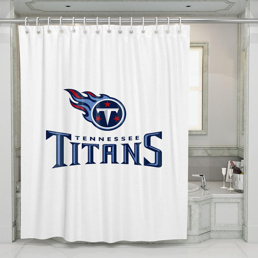 white logo tennessee titans fire ball shower curtains