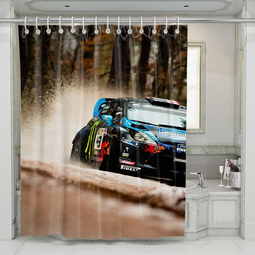 wild car racing action shower curtains