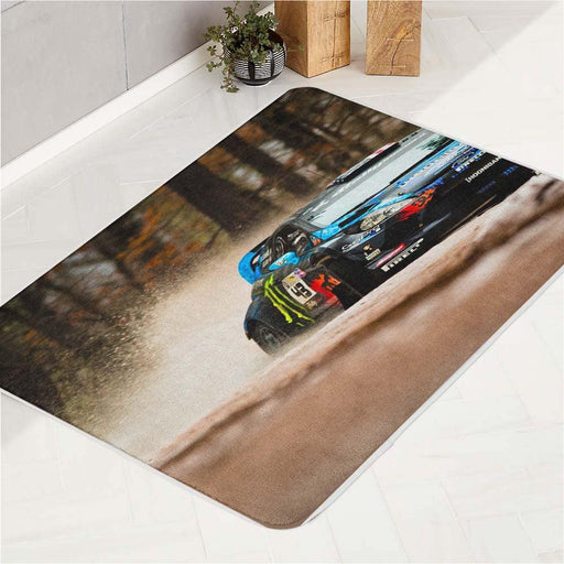 wild car racing action bath rugs