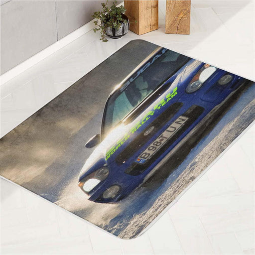 winter seasn still car racing rally bath rugs