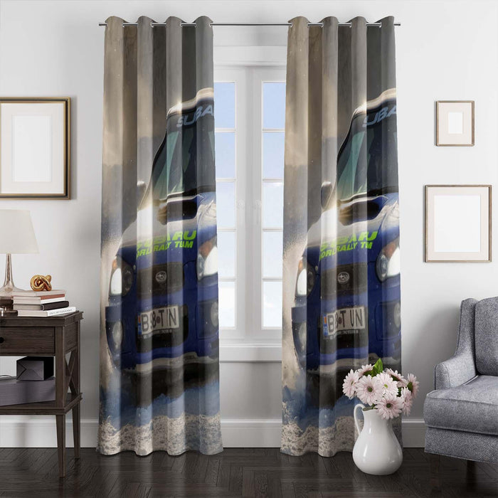 winter seasn still car racing rally window Curtain