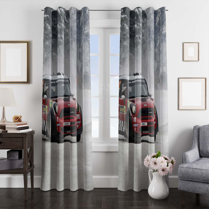 winter season racing car window Curtain