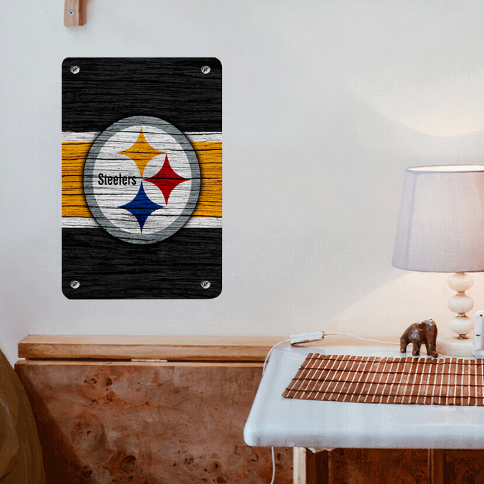 wood pittsburgh steelers team logo Poster Metal print wall art