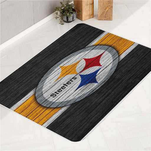 wood pittsburgh steelers team logo bath rugs