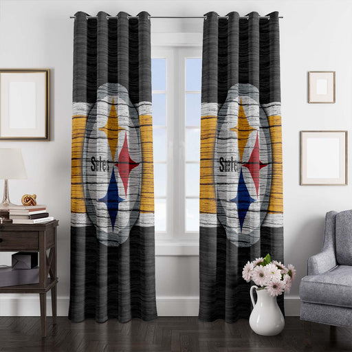 wood pittsburgh steelers team logo window Curtain