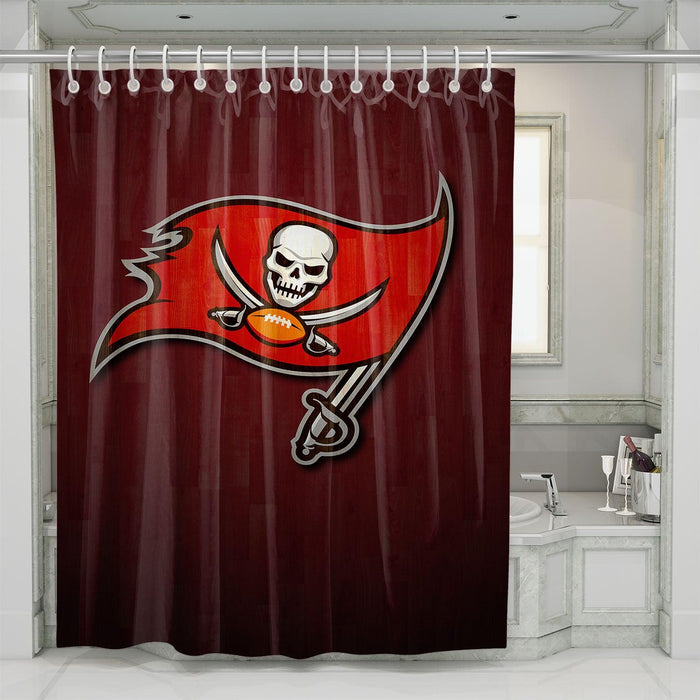 wood tampa bay bucccaneers flag shower curtains