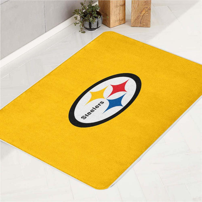 yellow steelers logo team bath rugs