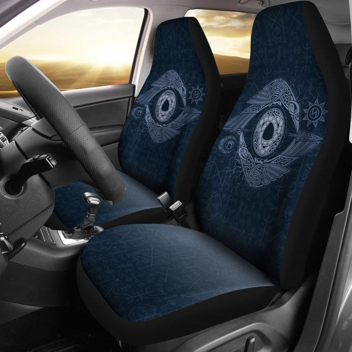 Eye'S Odin With Raven In Viking Style Car Seat Covers