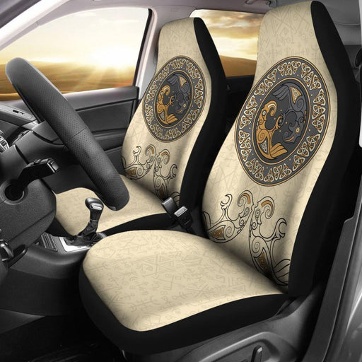 Viking Shield With Twins Ravens God Of Odin Car Seat Covers